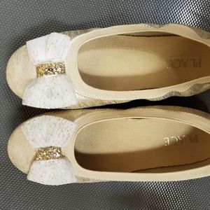 Girls golden dress flat shoes